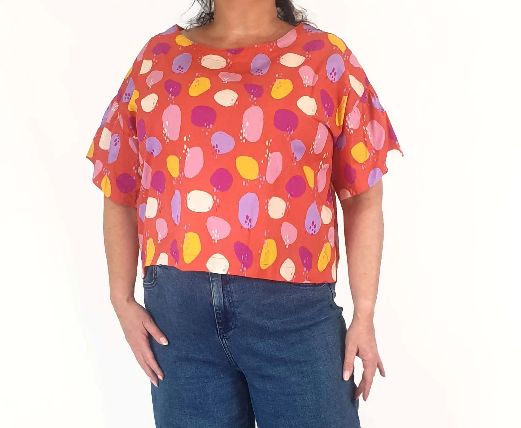 Princess Highway red spotty print top size 16