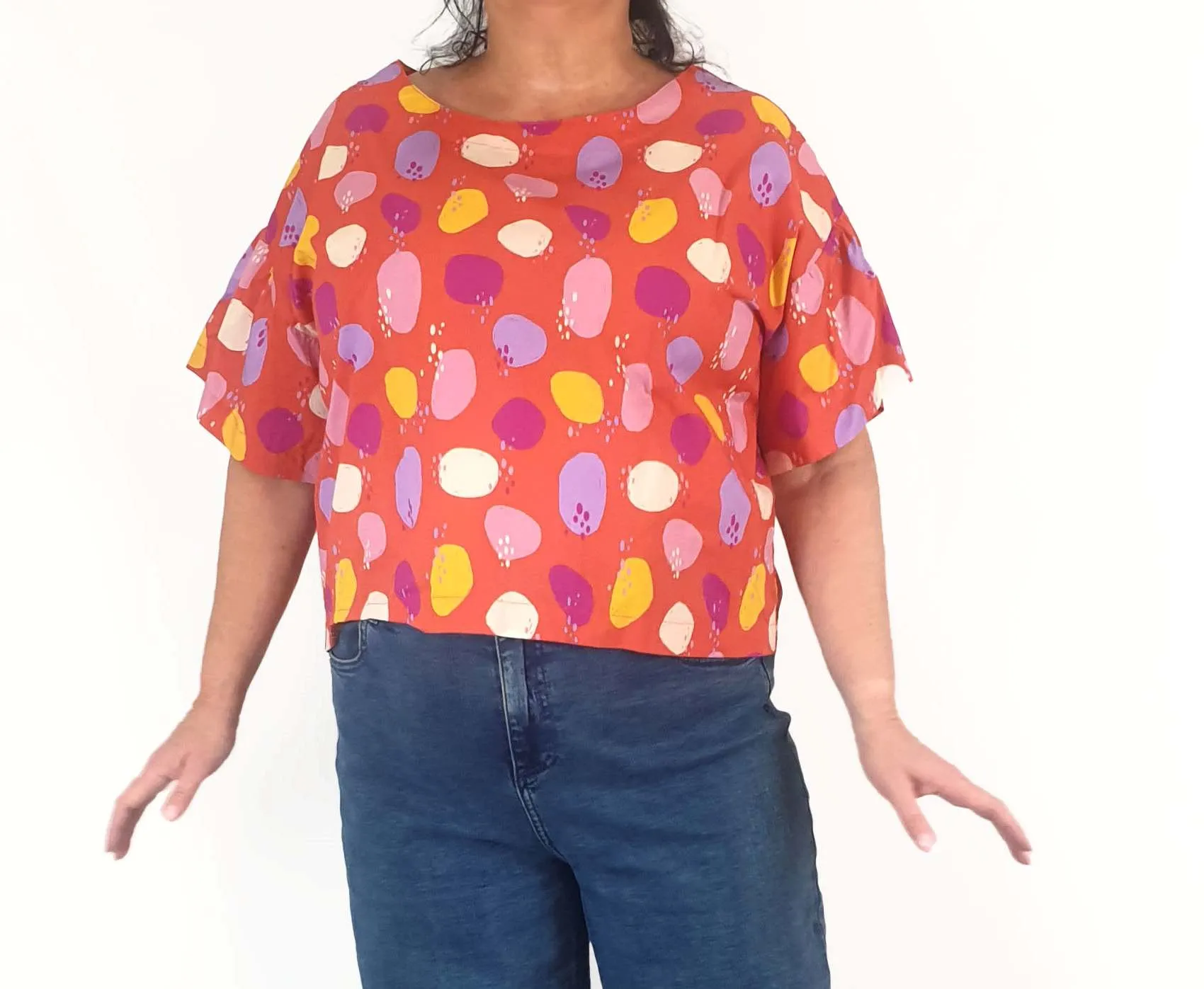 Princess Highway red spotty print top size 16
