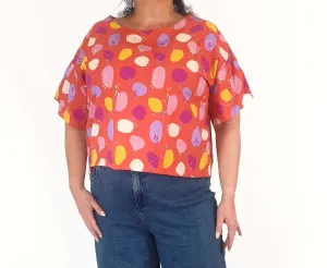 Princess Highway red spotty print top size 16