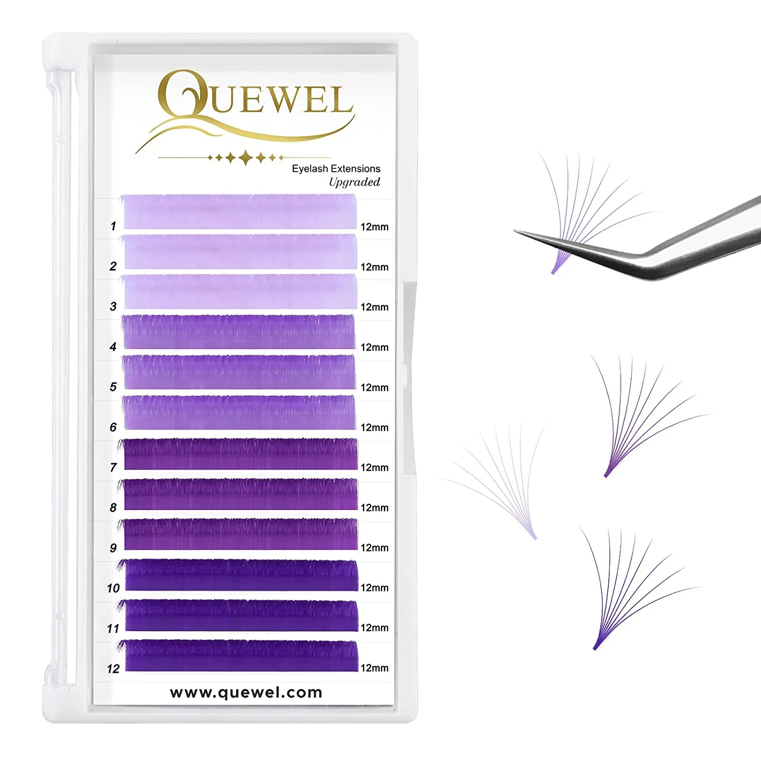 Quewel  Ombre Colorful Self Fanning Lash Extensions 0.07mm