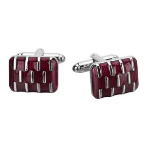 Rectangular Red Resin Cufflinks Silver for Men