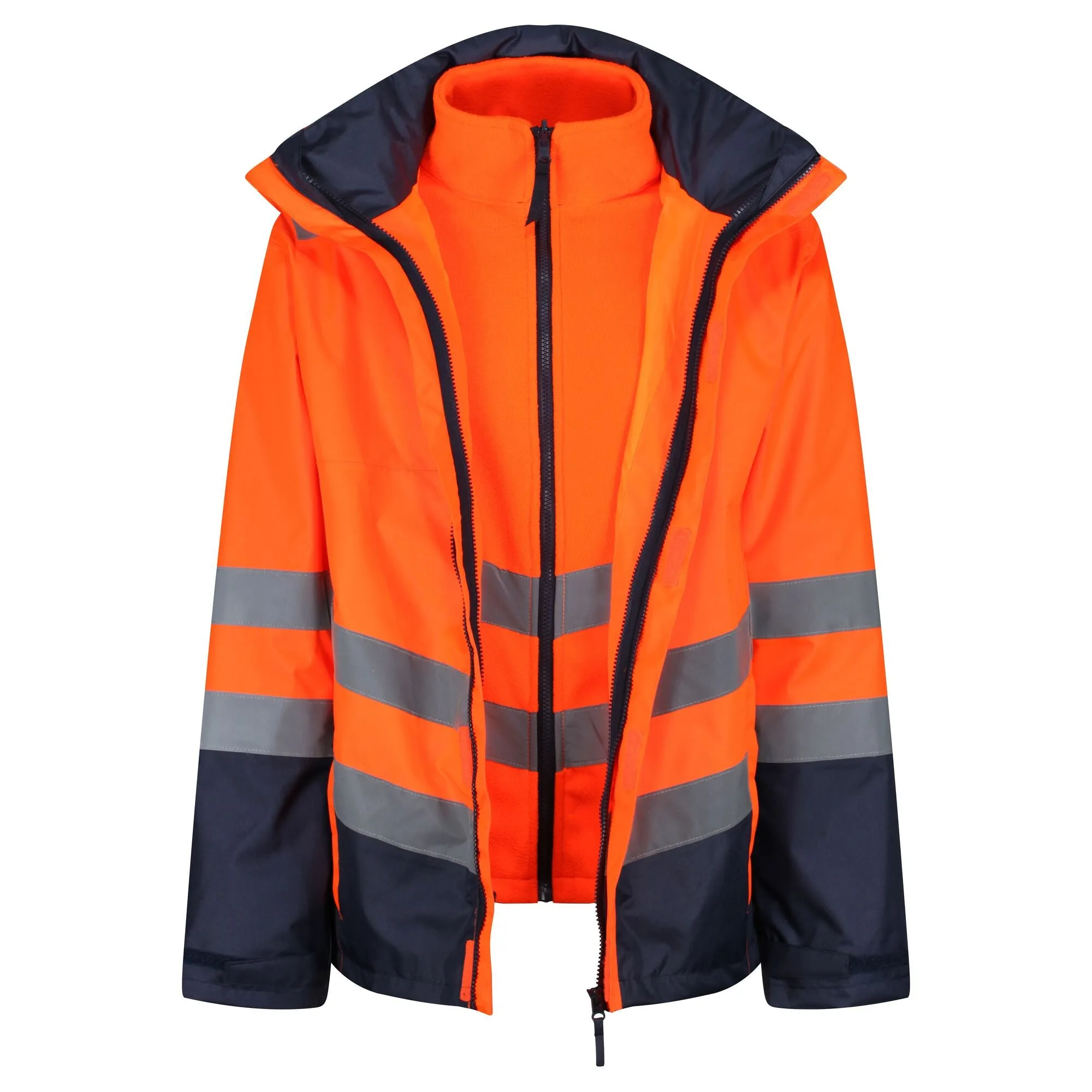 Regatta Mens Pro Hi Vis 3 In 1 Waterproof Breathable Windproof Work Jacket-HIVIZ ORANVY