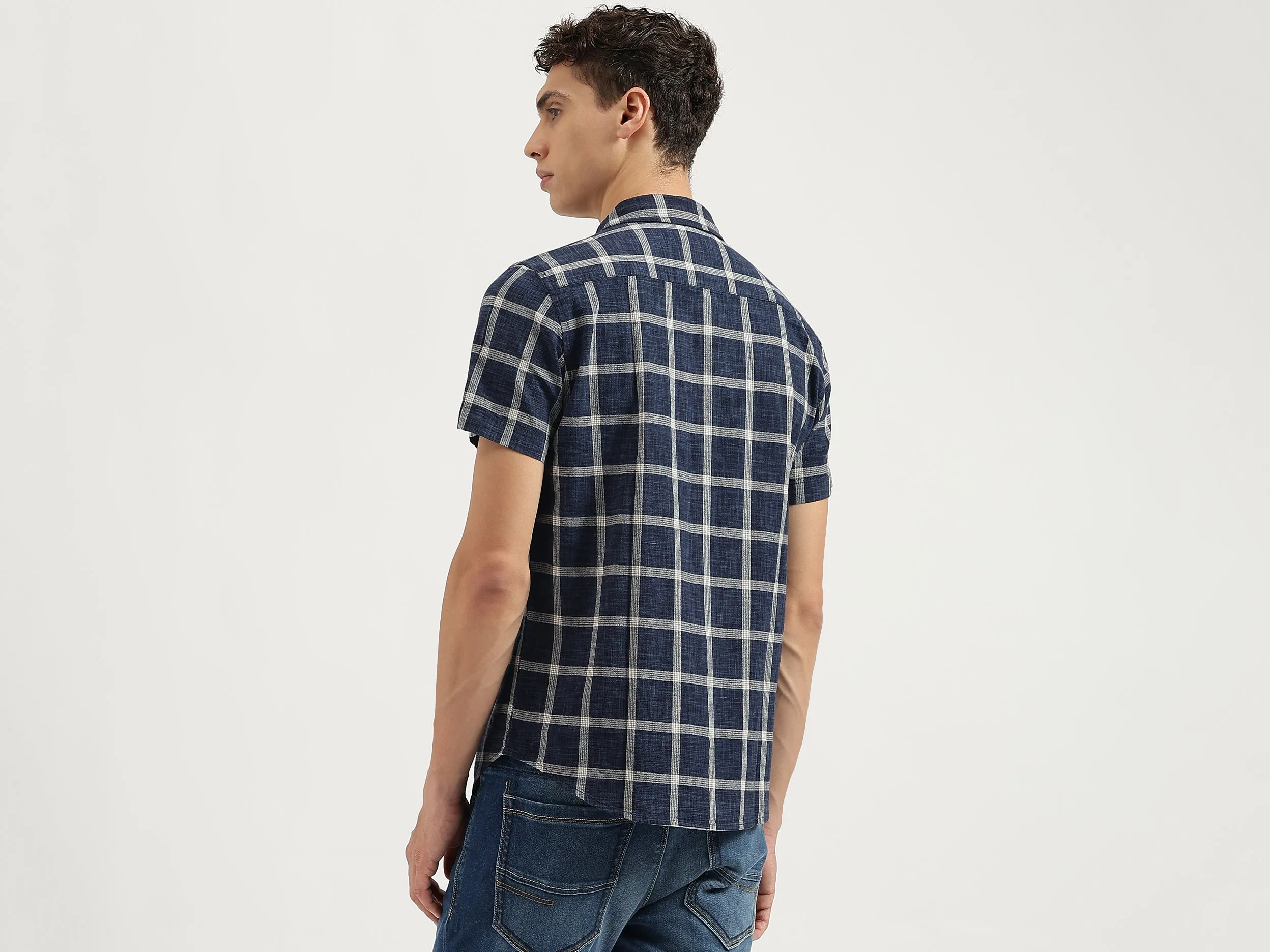 Regular Fit Spread Collar Checkered Shirts