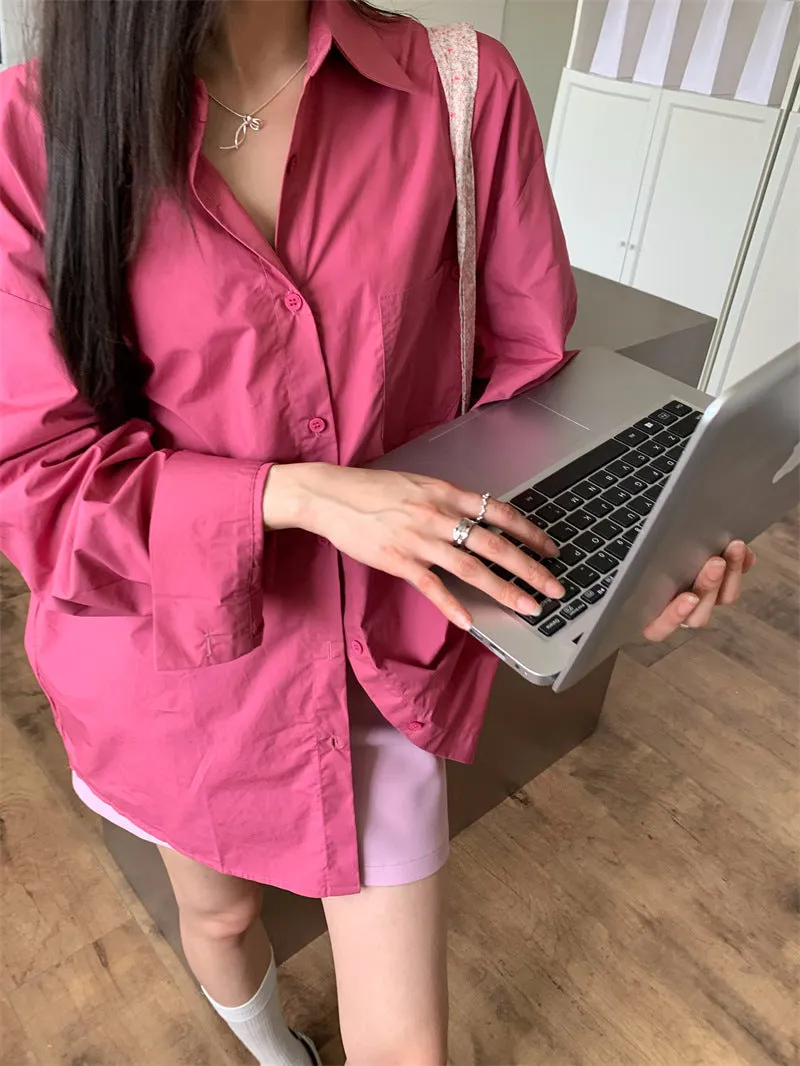 Retro lapel pocket embroidery shirt   high waisted A line skirt