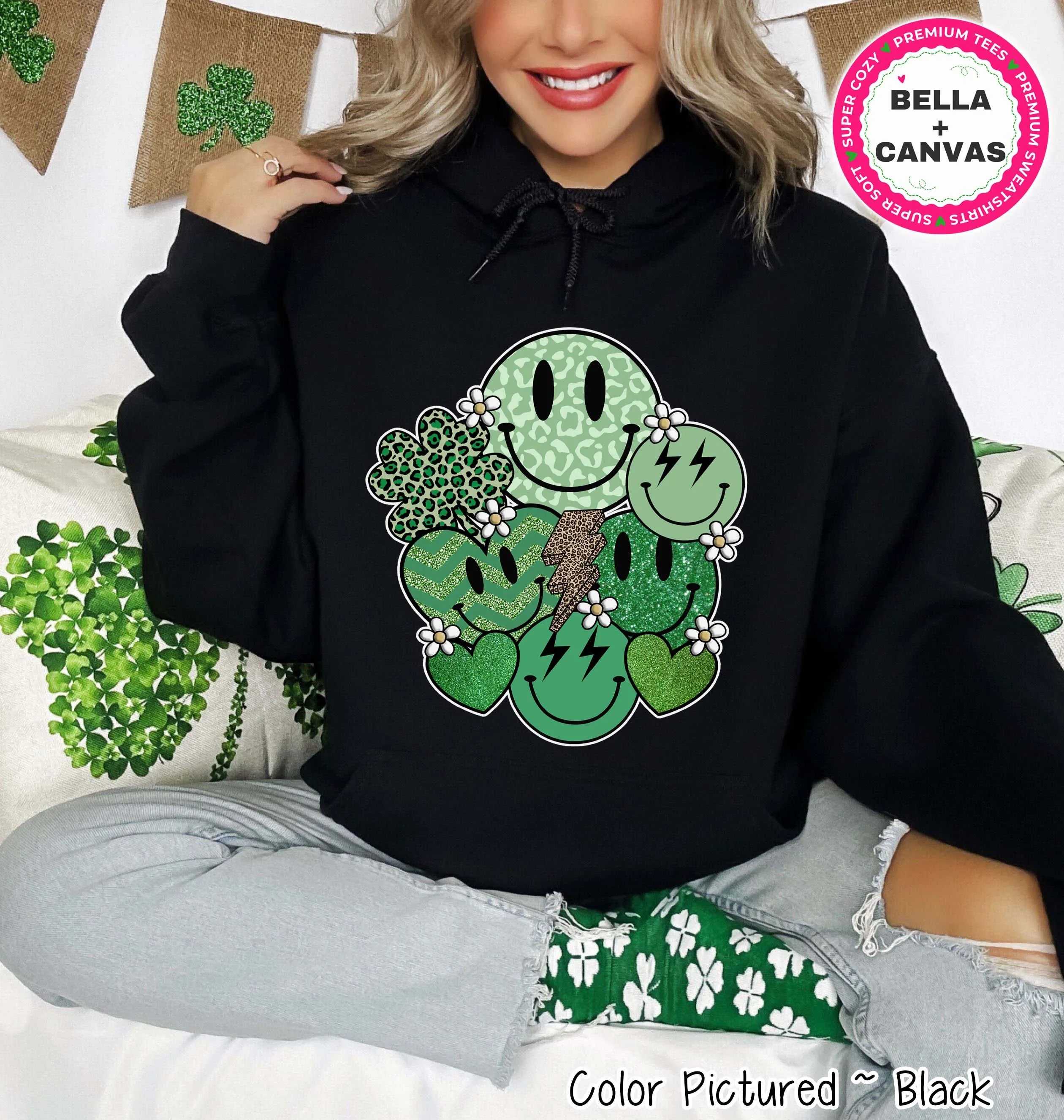 Retro Smiles St Patricks Day Tee or Sweatshirt