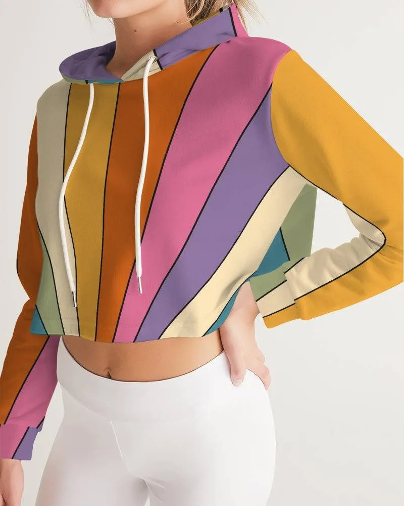 Retro Sun Rays Women's Cropped Hoodie
