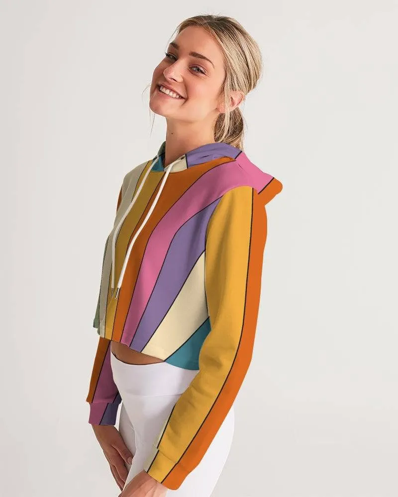 Retro Sun Rays Women's Cropped Hoodie