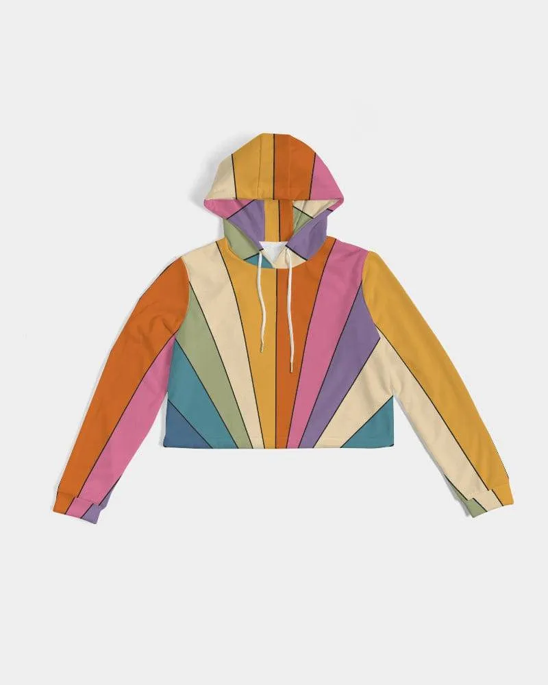 Retro Sun Rays Women's Cropped Hoodie