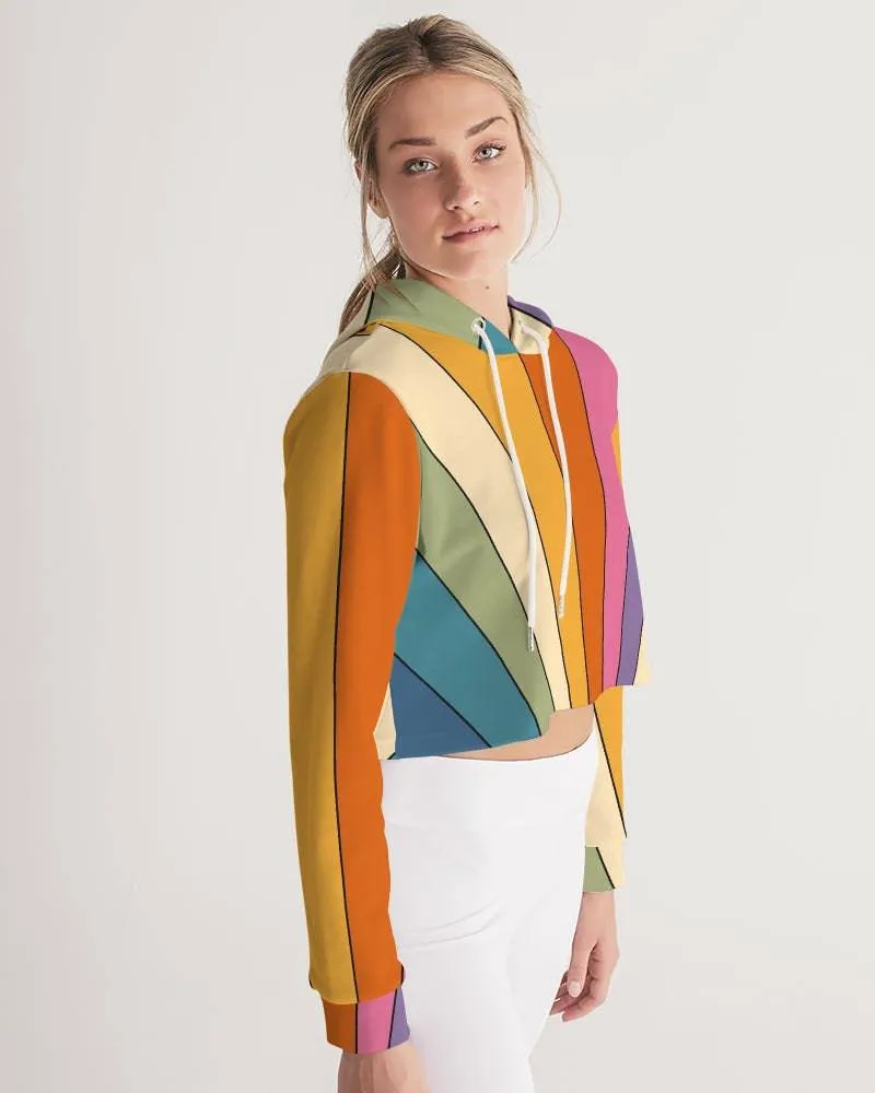 Retro Sun Rays Women's Cropped Hoodie