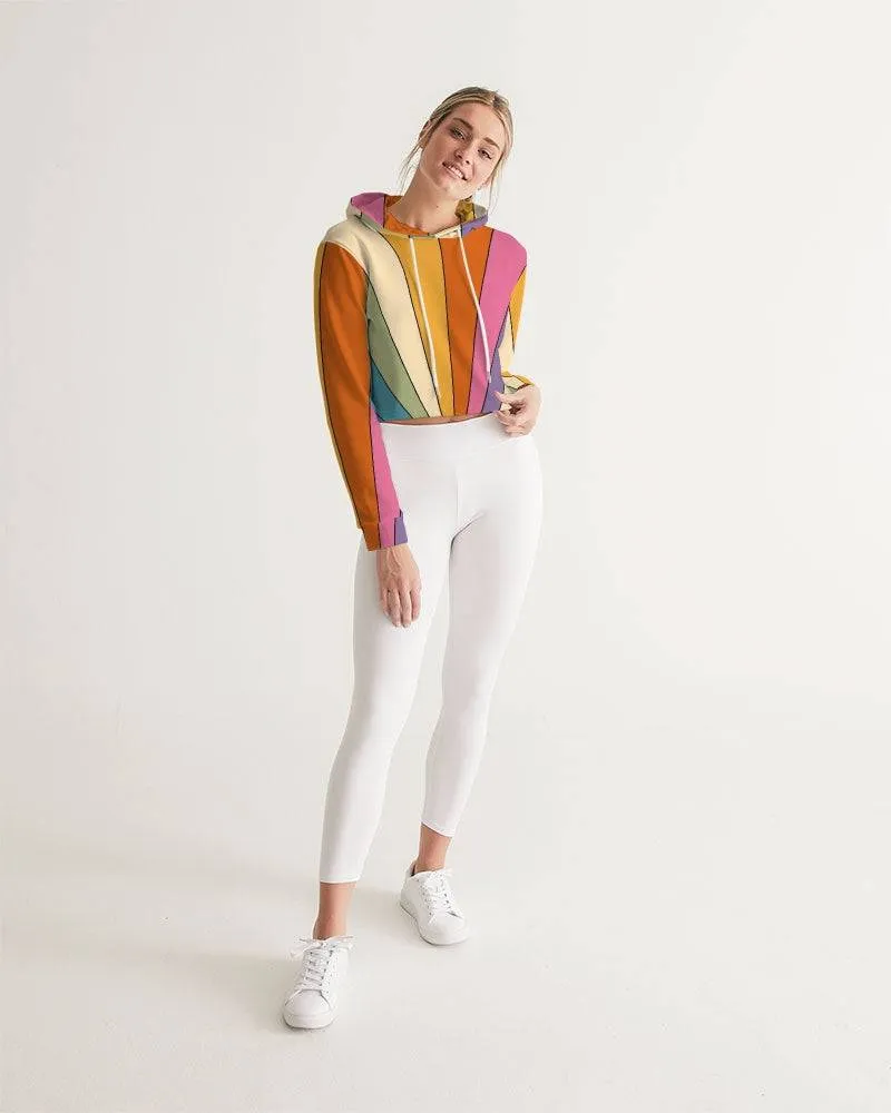 Retro Sun Rays Women's Cropped Hoodie