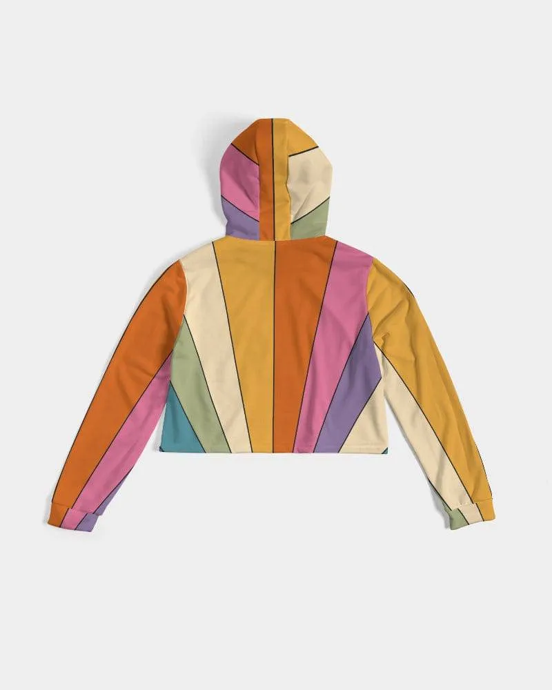Retro Sun Rays Women's Cropped Hoodie