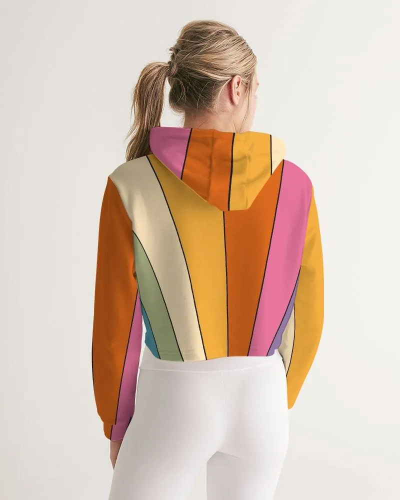 Retro Sun Rays Women's Cropped Hoodie