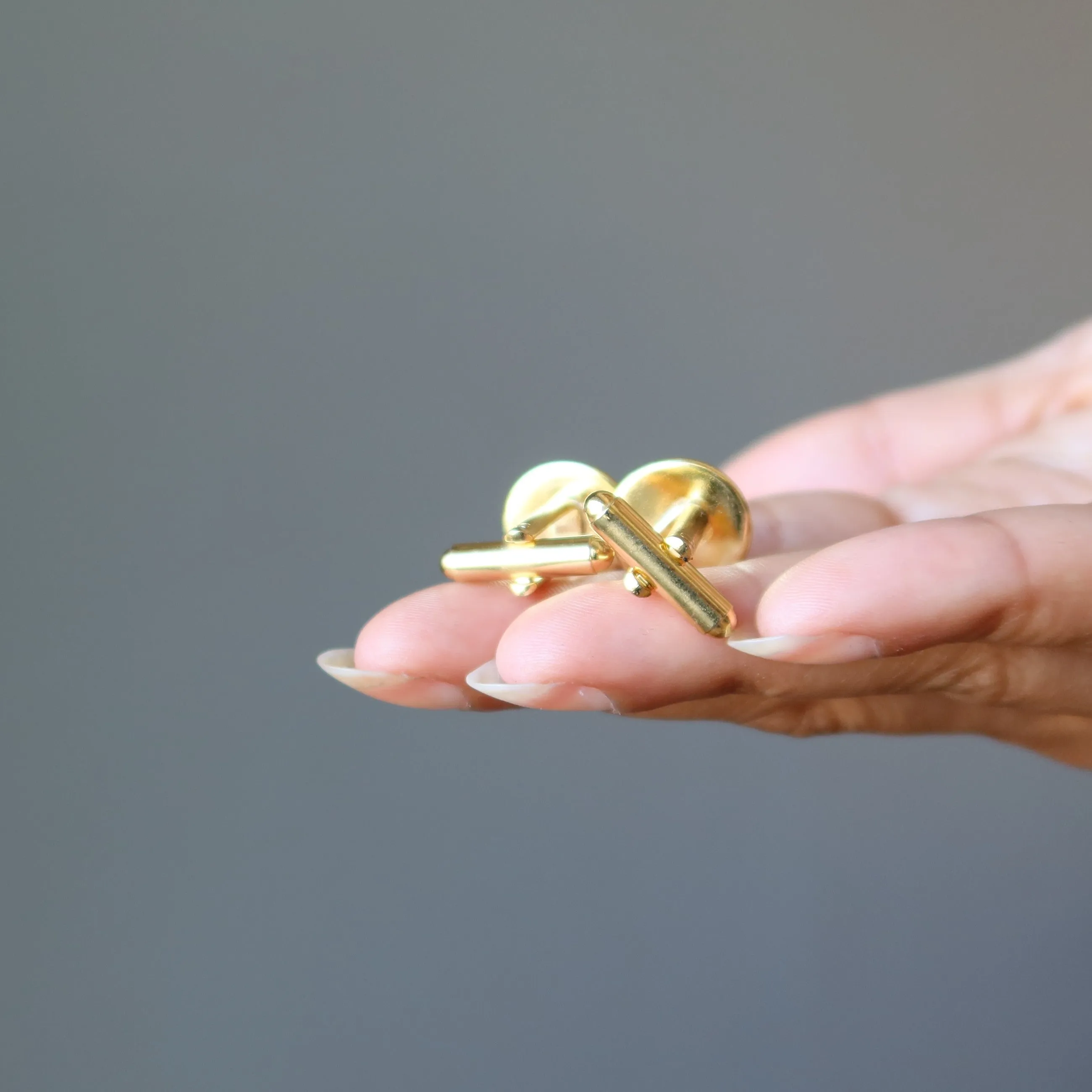 Rhodochrosite Cufflinks Pink Passion Round Gold