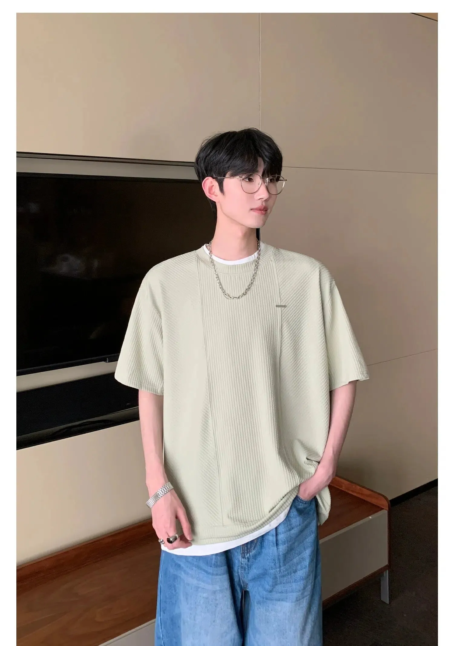 Ribbed Short-sleeved T-shirt