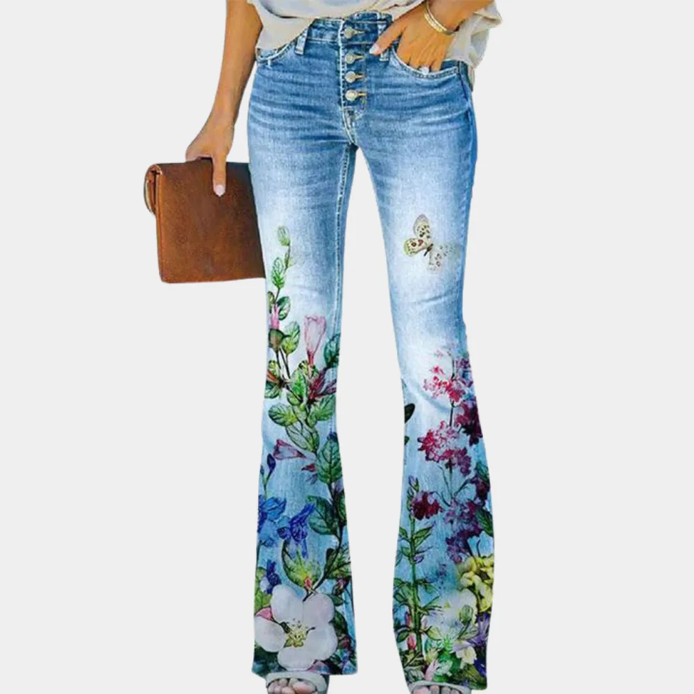 Rosmunda - Ladies jeans flare with buttons