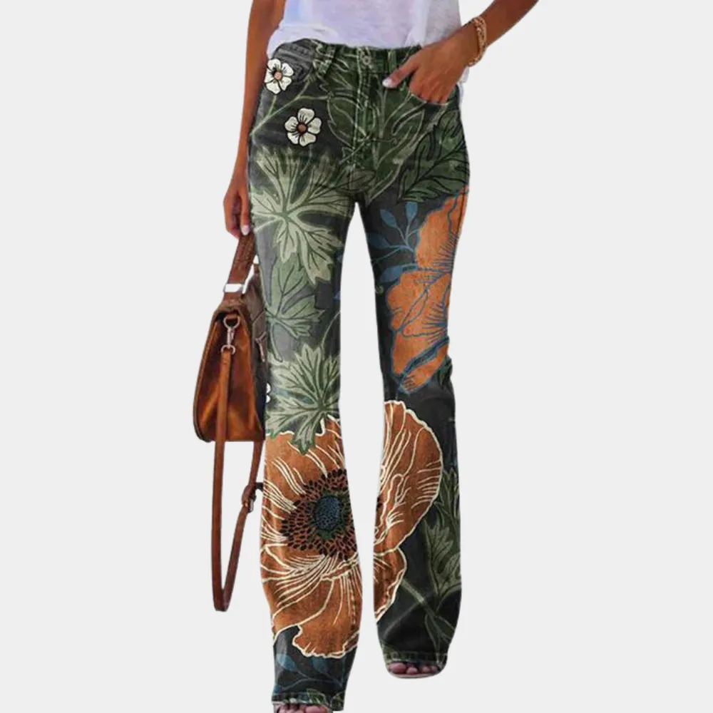 Rosmunda - Ladies jeans flare with buttons