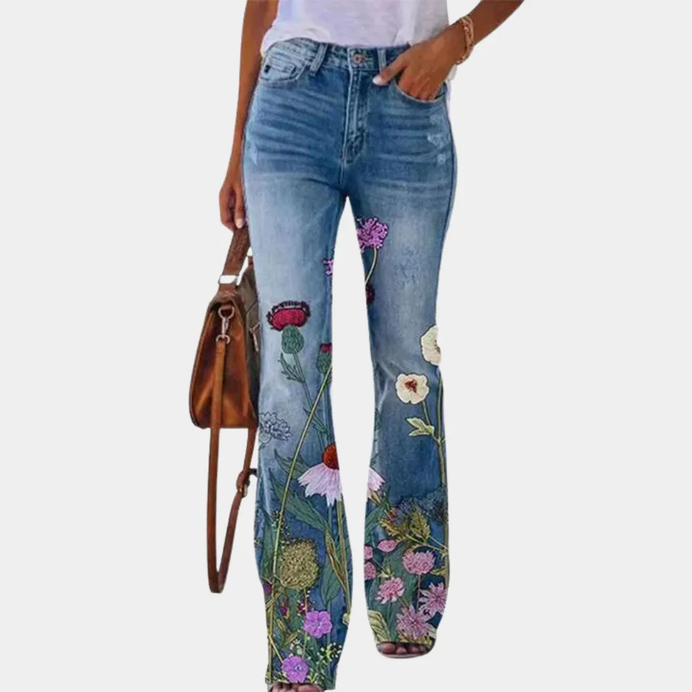 Rosmunda - Ladies jeans flare with buttons