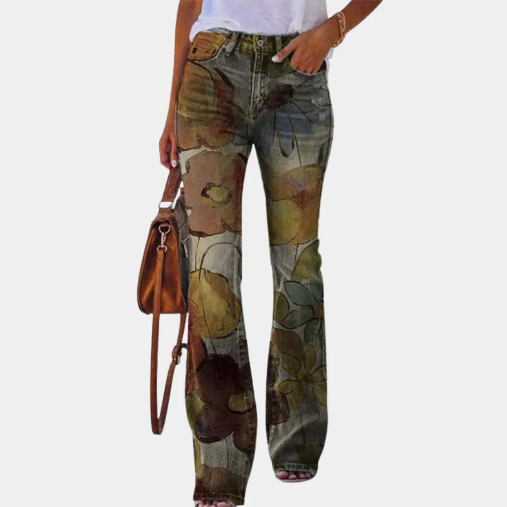Rosmunda - Ladies jeans flare with buttons
