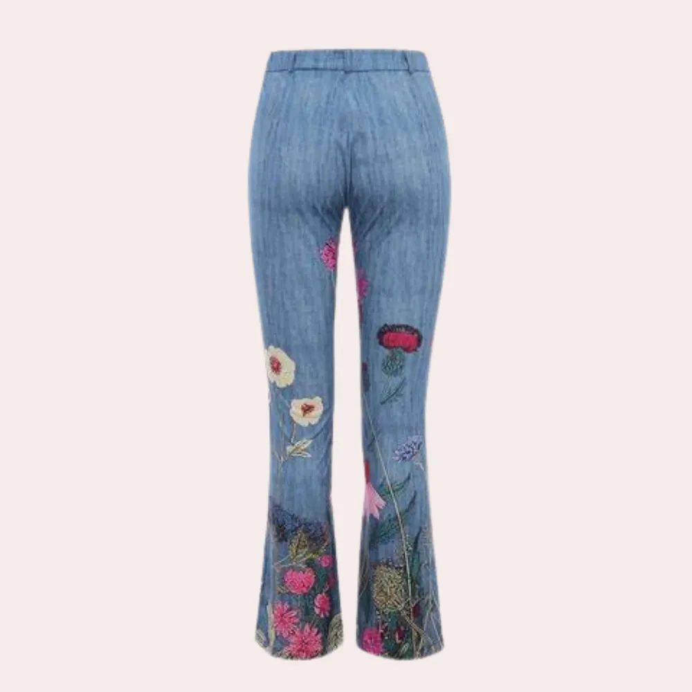 Rosmunda - Ladies jeans flare with buttons