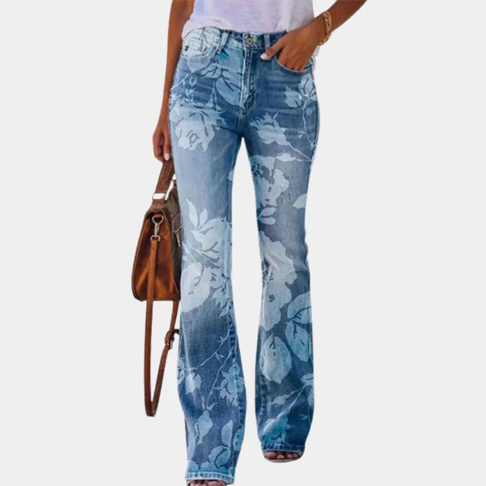 Rosmunda - Ladies jeans flare with buttons