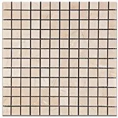 Royal Beige Marble 1 X 1 Polished Mosaic Tile - 6" X 6" Sample
