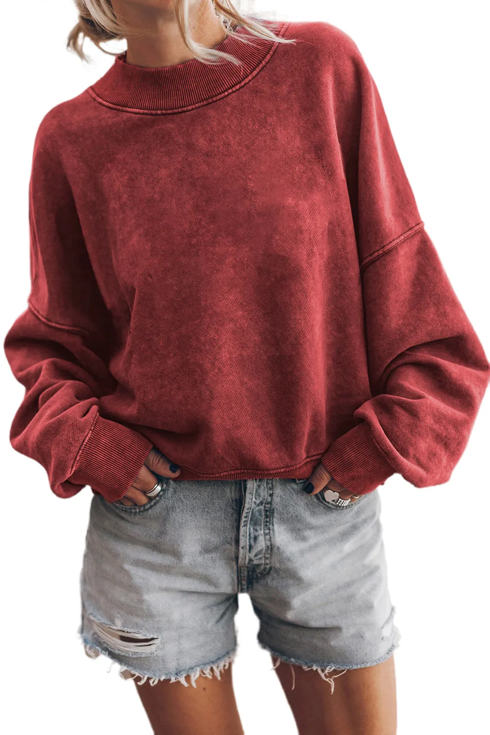 Ruby Drop Shoulder Crew Neck Pullover Sweatshirt