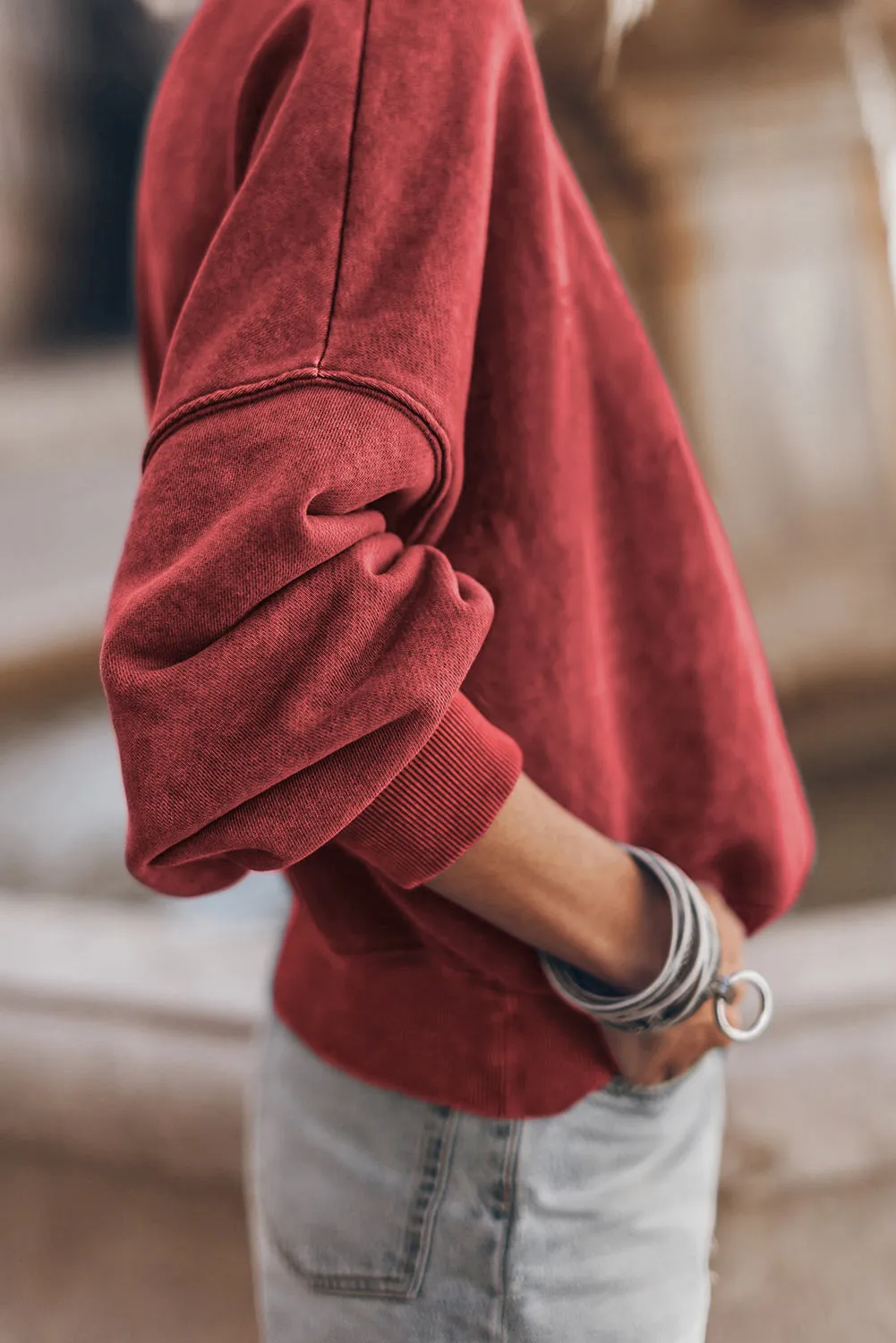 Ruby Drop Shoulder Crew Neck Pullover Sweatshirt