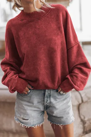 Ruby Drop Shoulder Crew Neck Pullover Sweatshirt