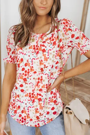 Ruffle Bubble Sleeve Blouse
