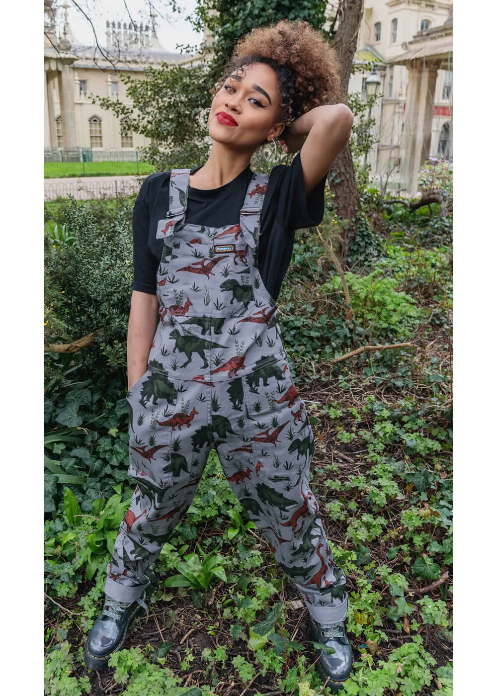 Run & Fly Adventure Dinosaur Twill 70's Dungarees Grey