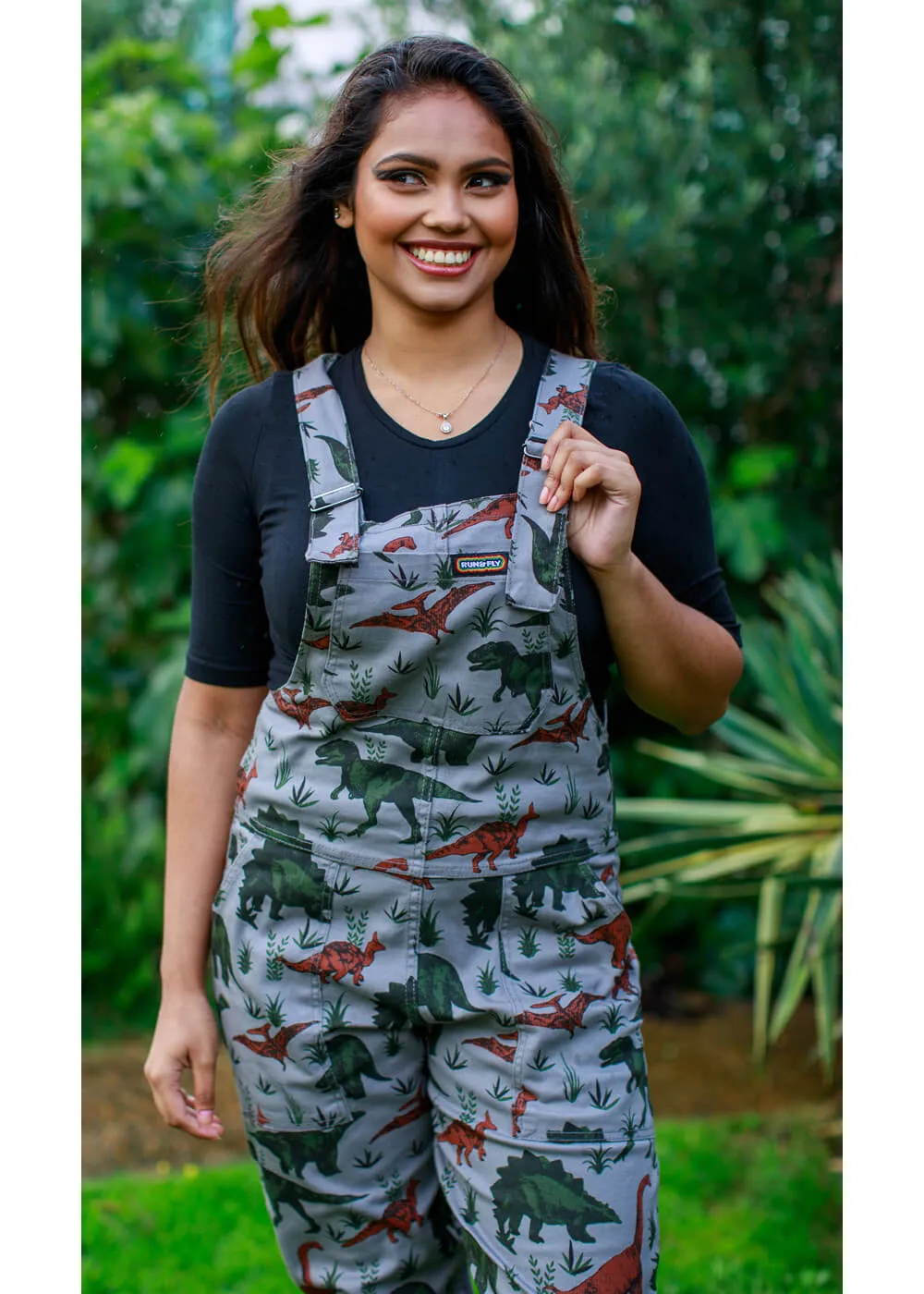 Run & Fly Adventure Dinosaur Twill 70's Dungarees Grey