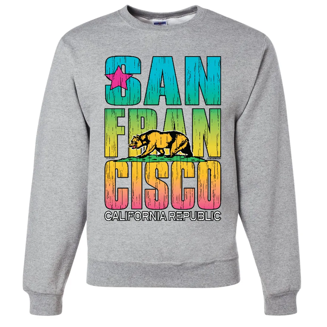 San Francisco California Neon Rainbow Crewneck Sweatshirt
