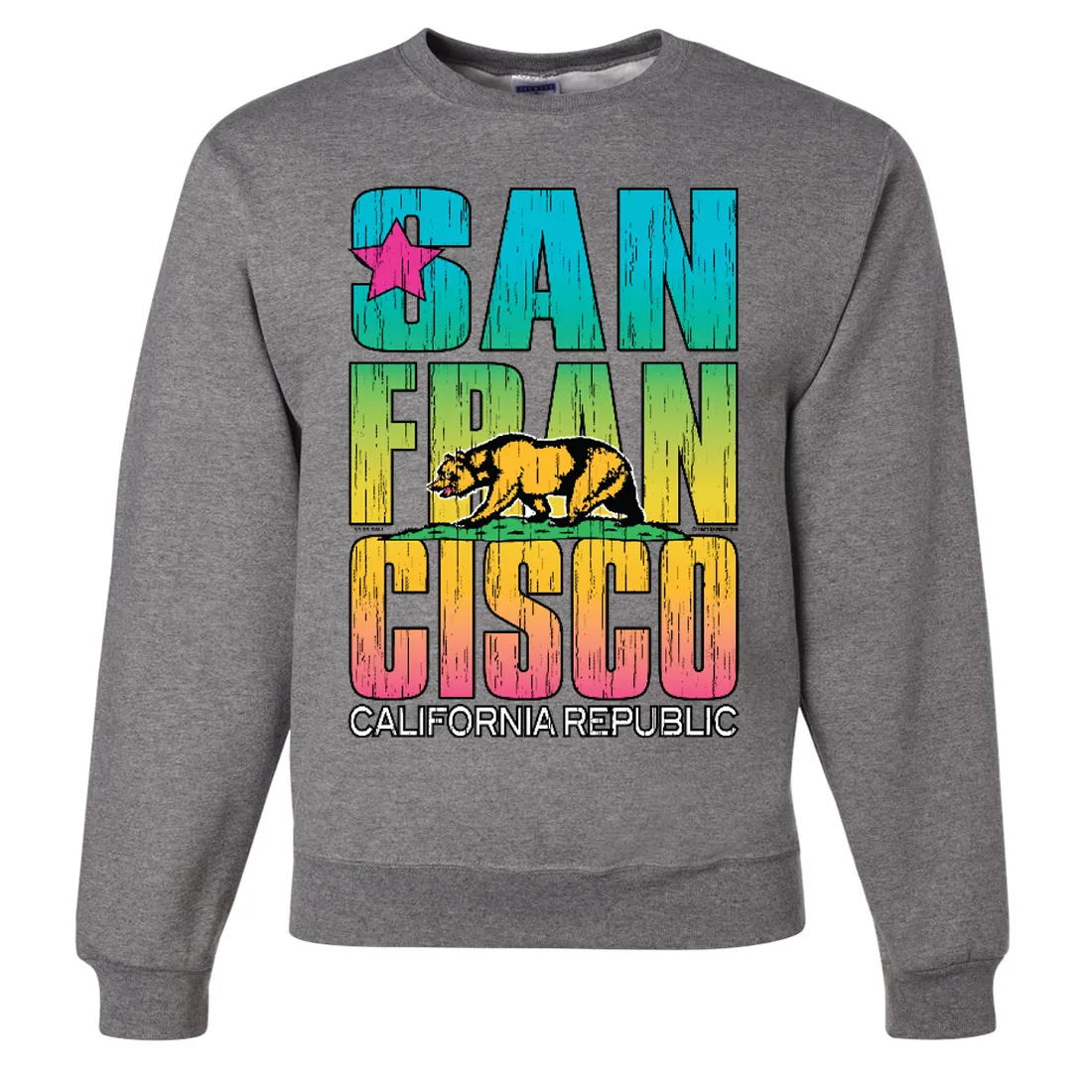 San Francisco California Neon Rainbow Crewneck Sweatshirt