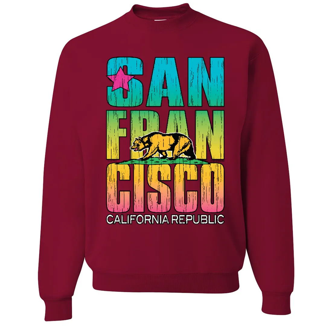 San Francisco California Neon Rainbow Crewneck Sweatshirt