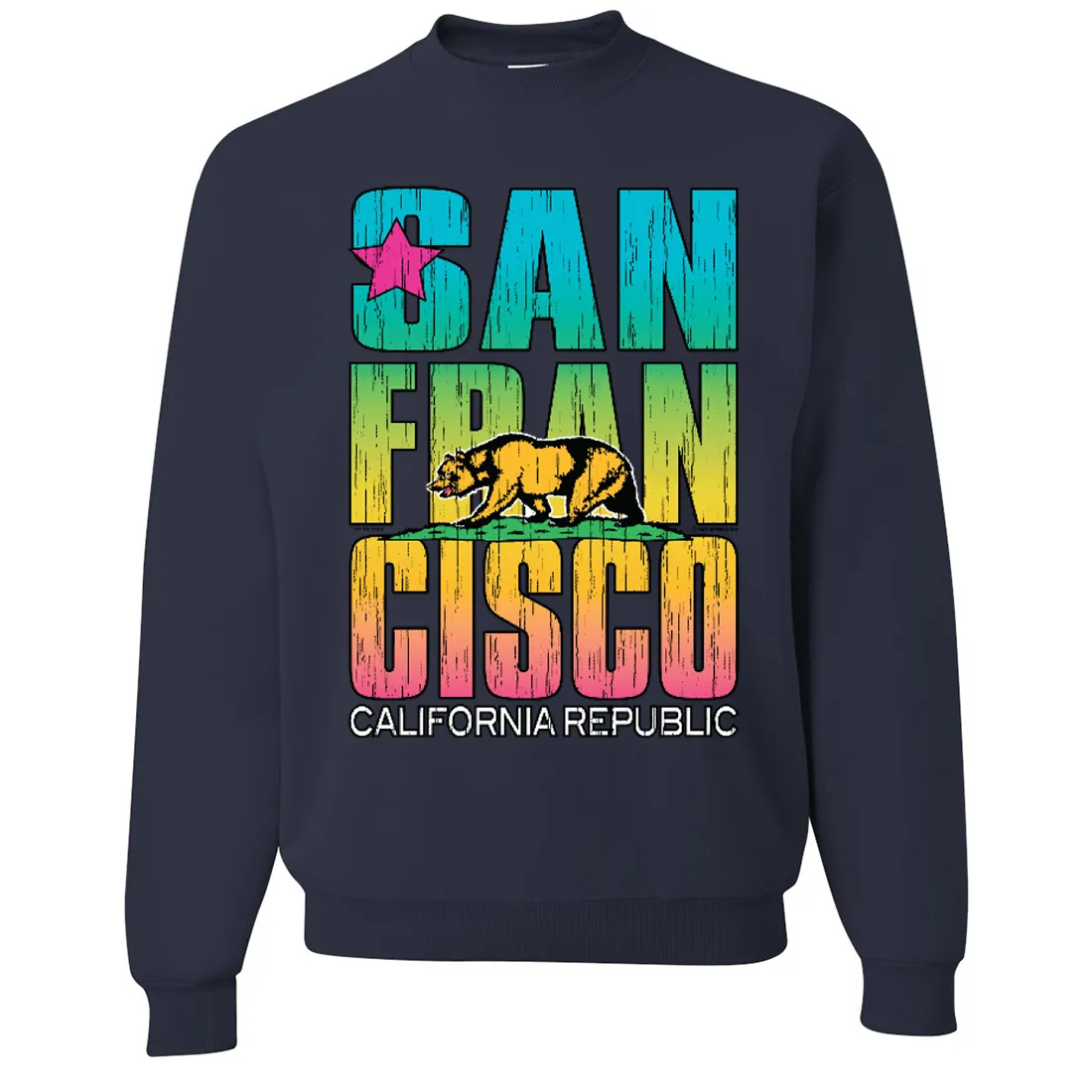 San Francisco California Neon Rainbow Crewneck Sweatshirt
