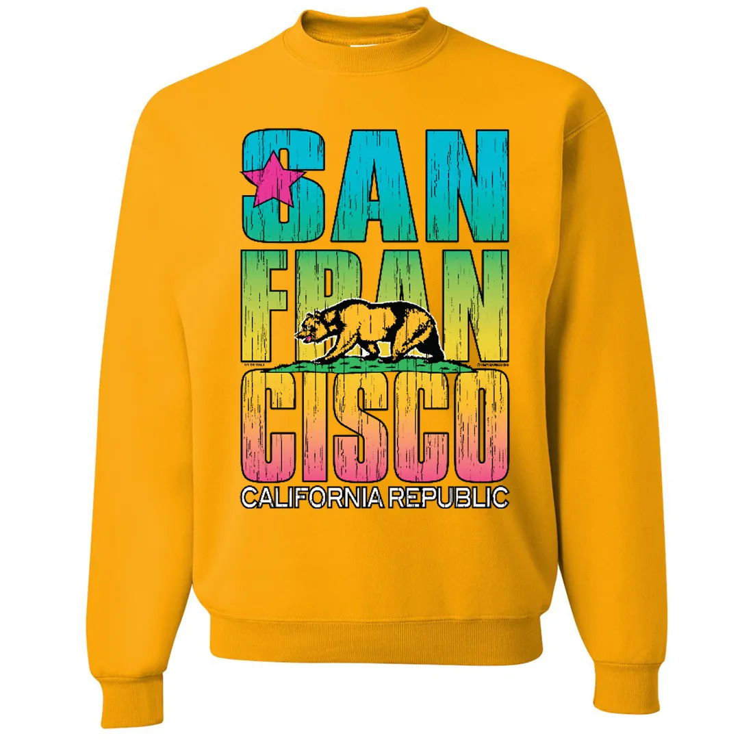 San Francisco California Neon Rainbow Crewneck Sweatshirt