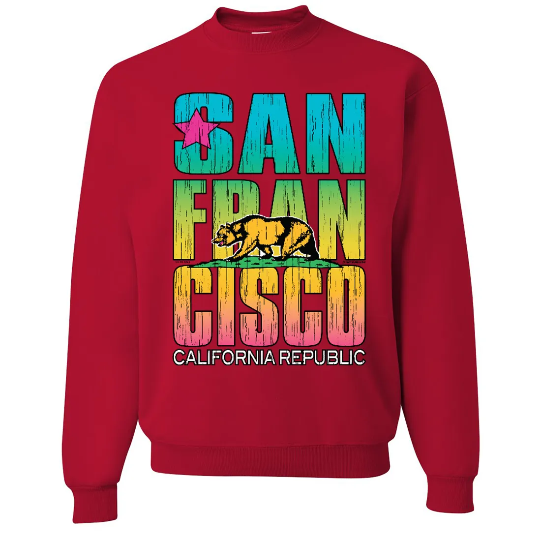 San Francisco California Neon Rainbow Crewneck Sweatshirt