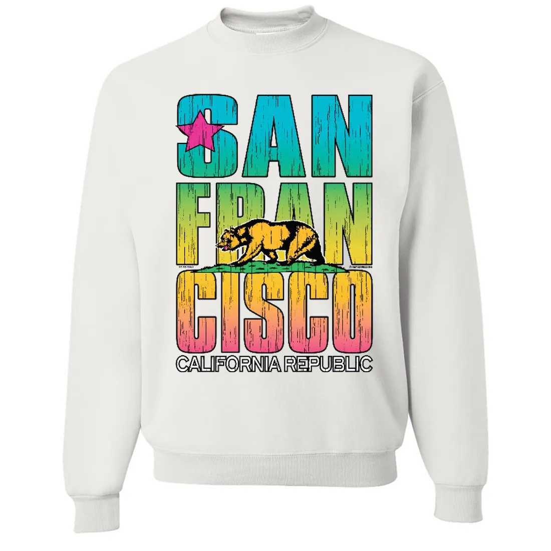 San Francisco California Neon Rainbow Crewneck Sweatshirt