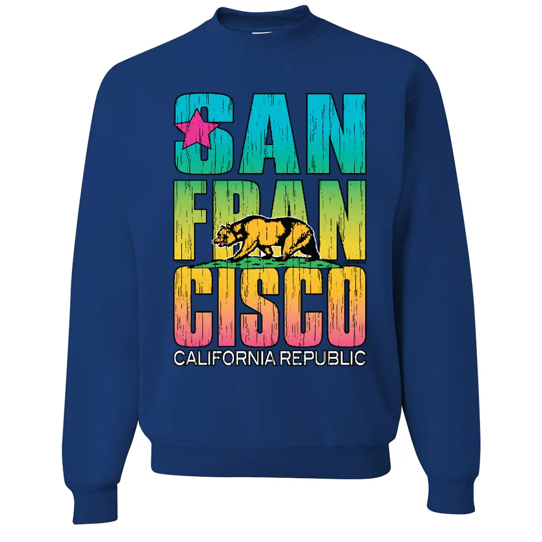 San Francisco California Neon Rainbow Crewneck Sweatshirt