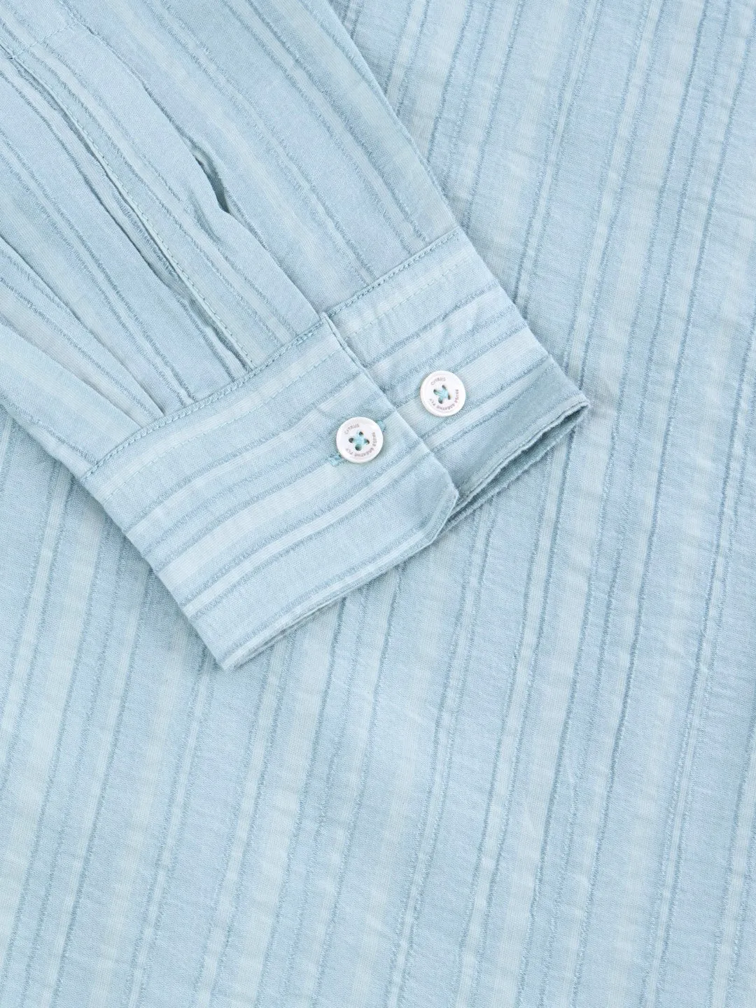 Sea Green Striped Slim Fit Shirt