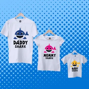 Shark Theme Birthday T-Shirts - Daddy Shark Mommy Shark & Baby Shark