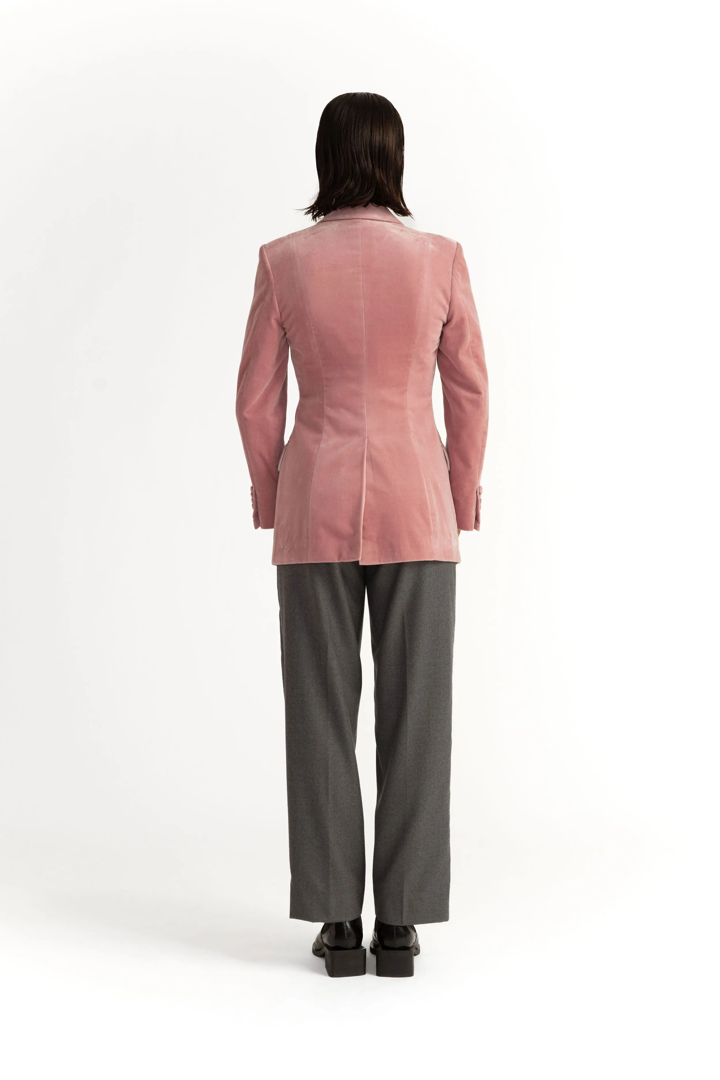 Sion Jacket - Hourglass fit jacket in blush velvet