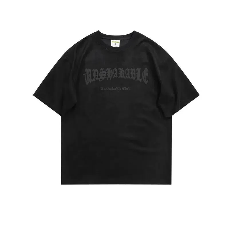 Skull Print Suede Short-sleeved T-shirt