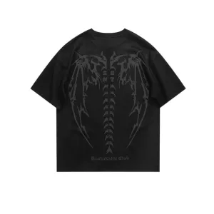 Skull Print Suede Short-sleeved T-shirt