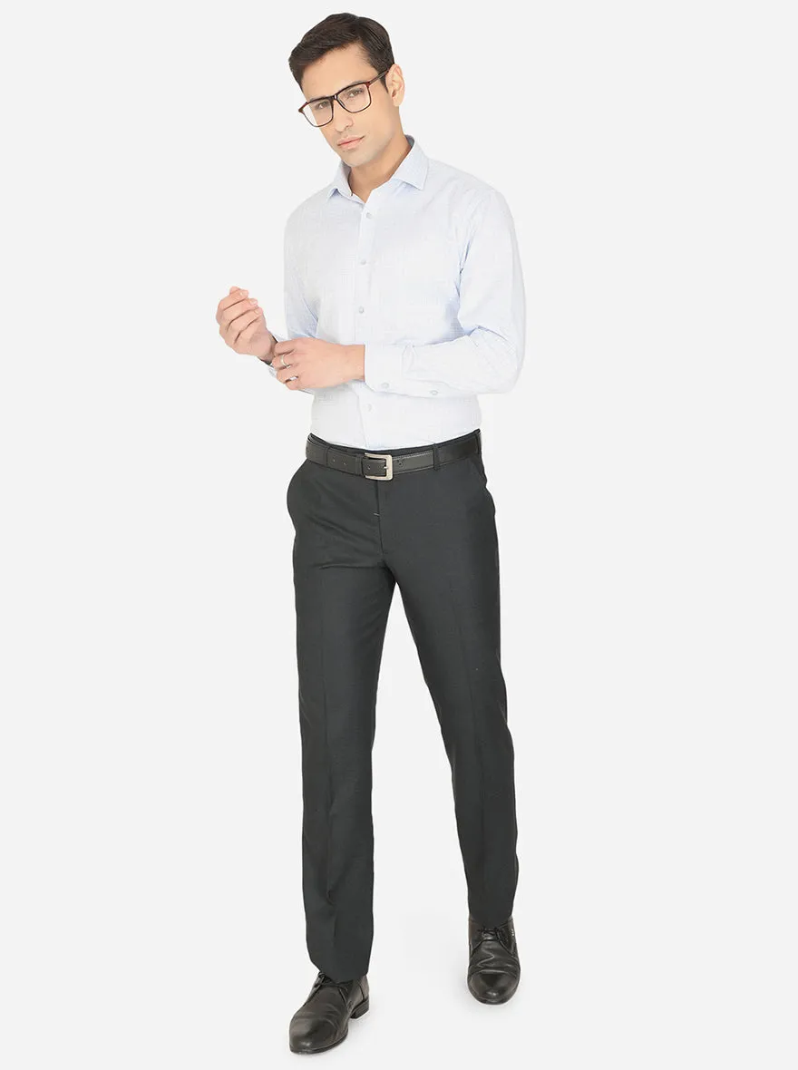 Sky Blue Checked Regular Fit Formal Shirt | Greenfibre