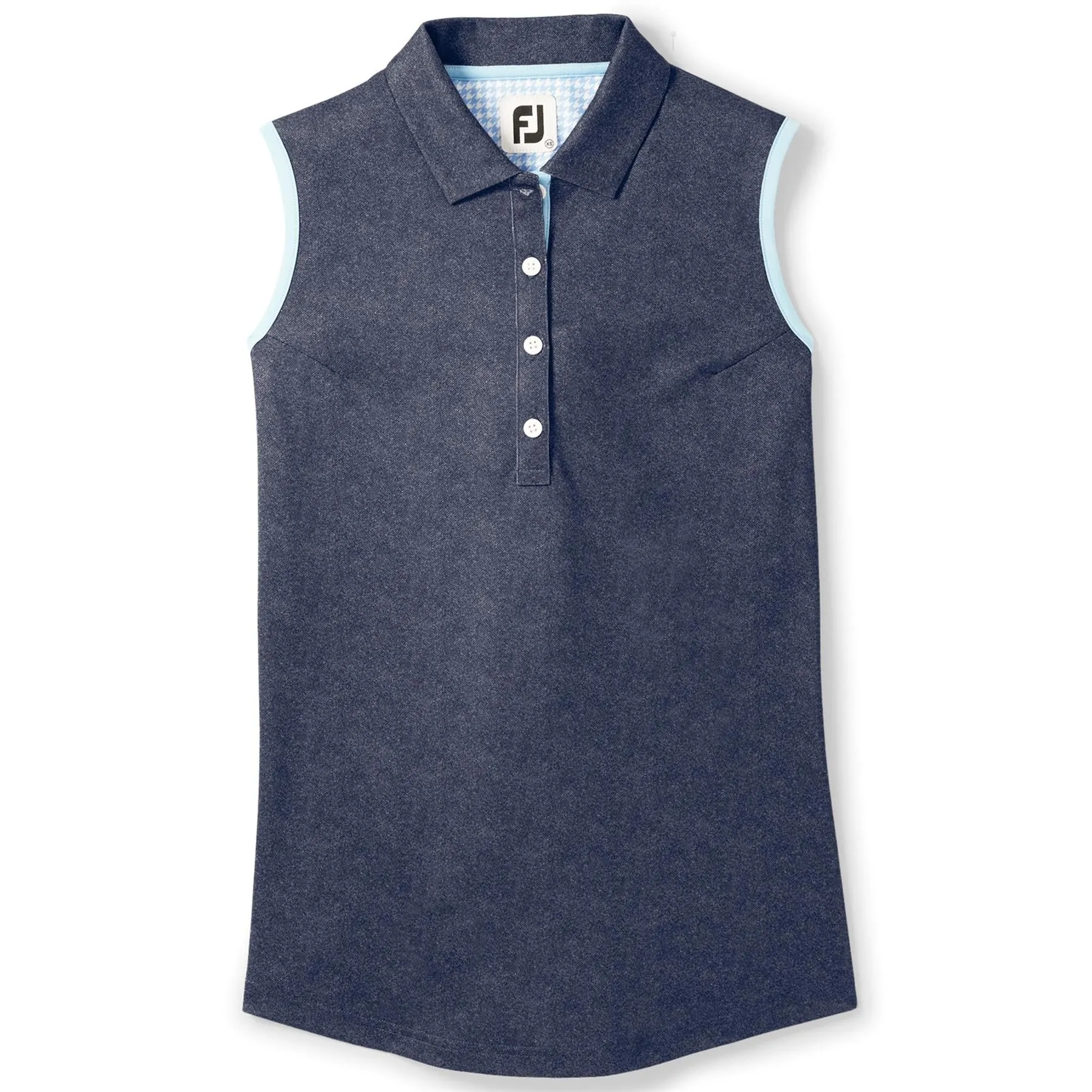 Sleeveless Houndstooth Trim Pique Navy Heather