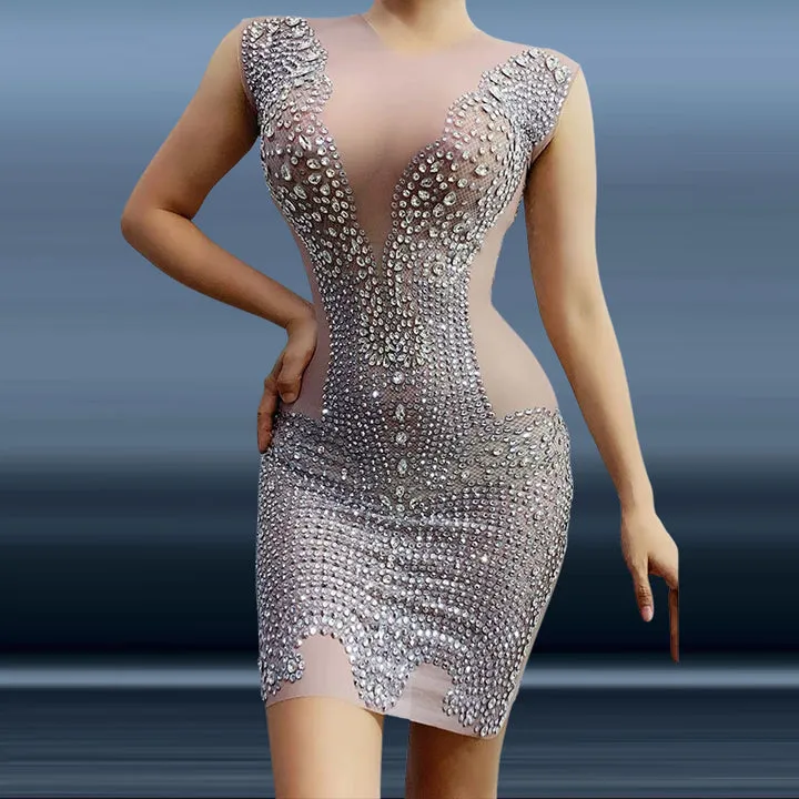 Slim Gauze Translucent Hip Wrap Dress Stage Performance Dress