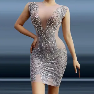 Slim Gauze Translucent Hip Wrap Dress Stage Performance Dress