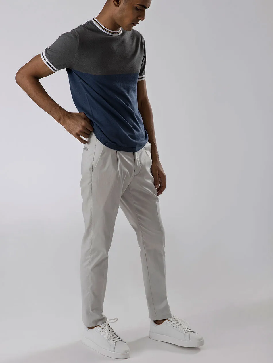 SOFT GREY PLEATED TROUSERS