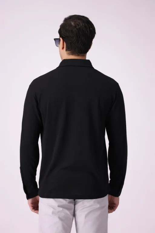 Solid Black Button-Down Shirt